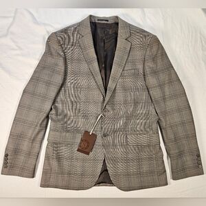NWT Snover Men's Plaid Blazer Grey/Tan Glen Check Size 38/ Small-Slim Fit Medium